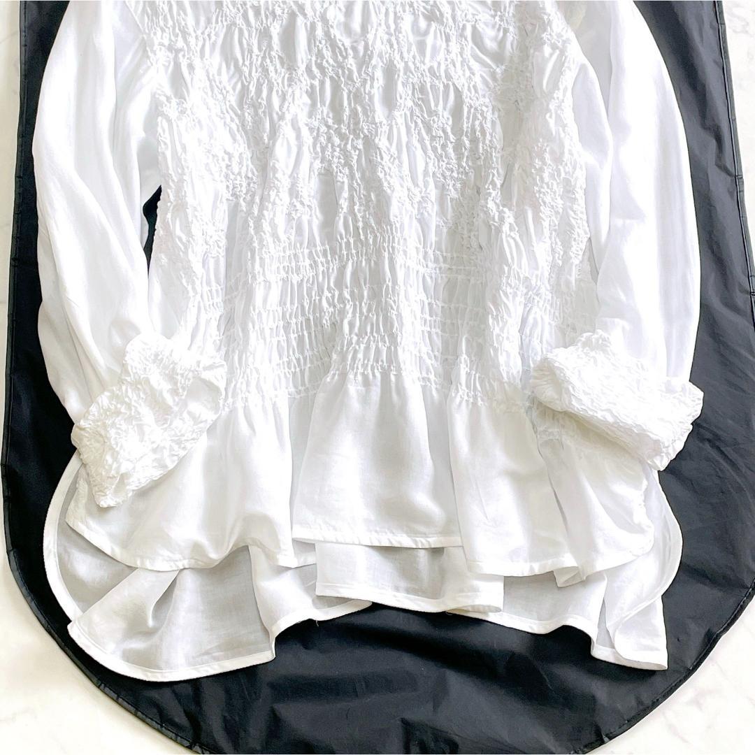 美品 慈雨 センソユニコ シャーリング刺しゅうチュニックブラウス 40