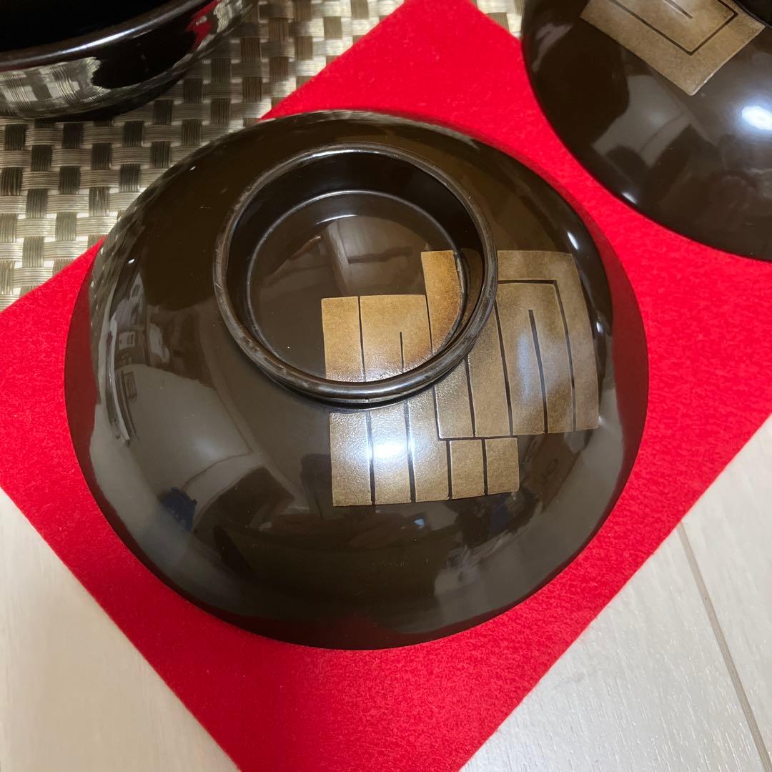 輪島塗椀　千鳥形菊蒔絵椀　煮物椀10客セット焦茶