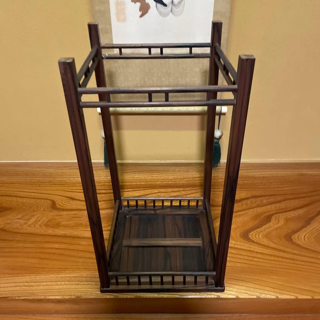 【唐木】懸崖1.1尺 盆栽台 黒檀 ビンテージ品 高卓(こうしょく)【訳あり品】