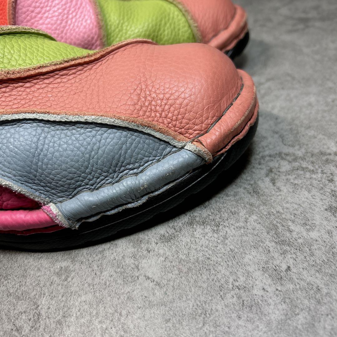 美品✨【エスタシオン】レザーショートブーツ/レインボー/厚底/コンフォート✨総柄