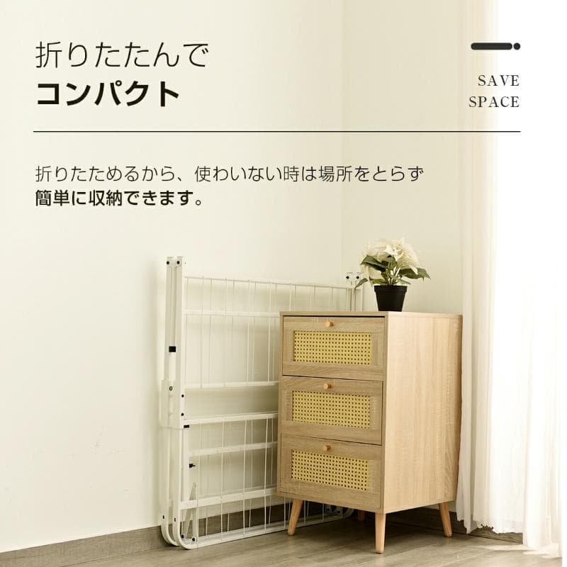 限定価格！パイプベッド 折りたたみベッド シングル 組立簡単 （S）WHITE