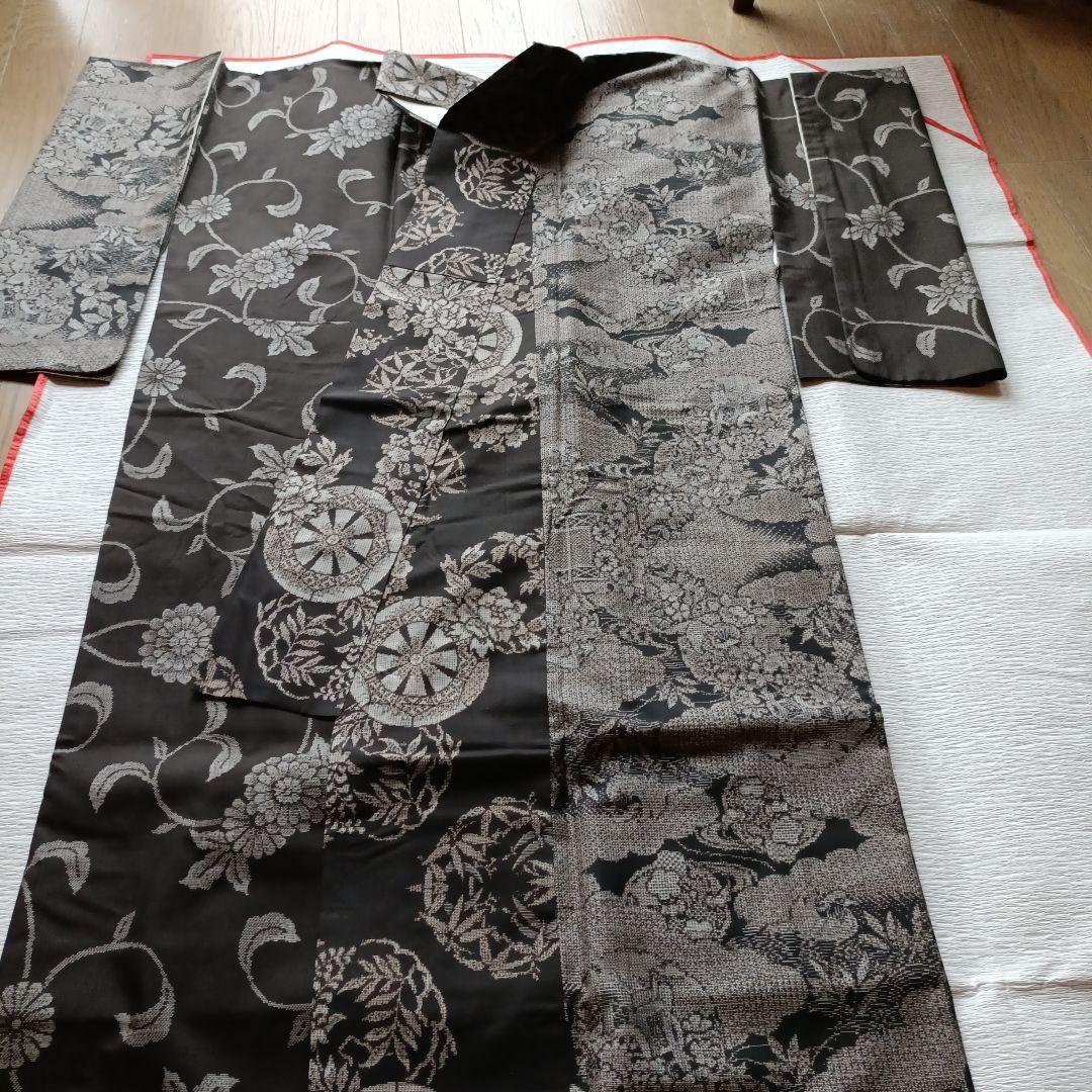 今月8日迄お値下げ中！逸品希少割り込み式本場大島紬正絹小紋袷