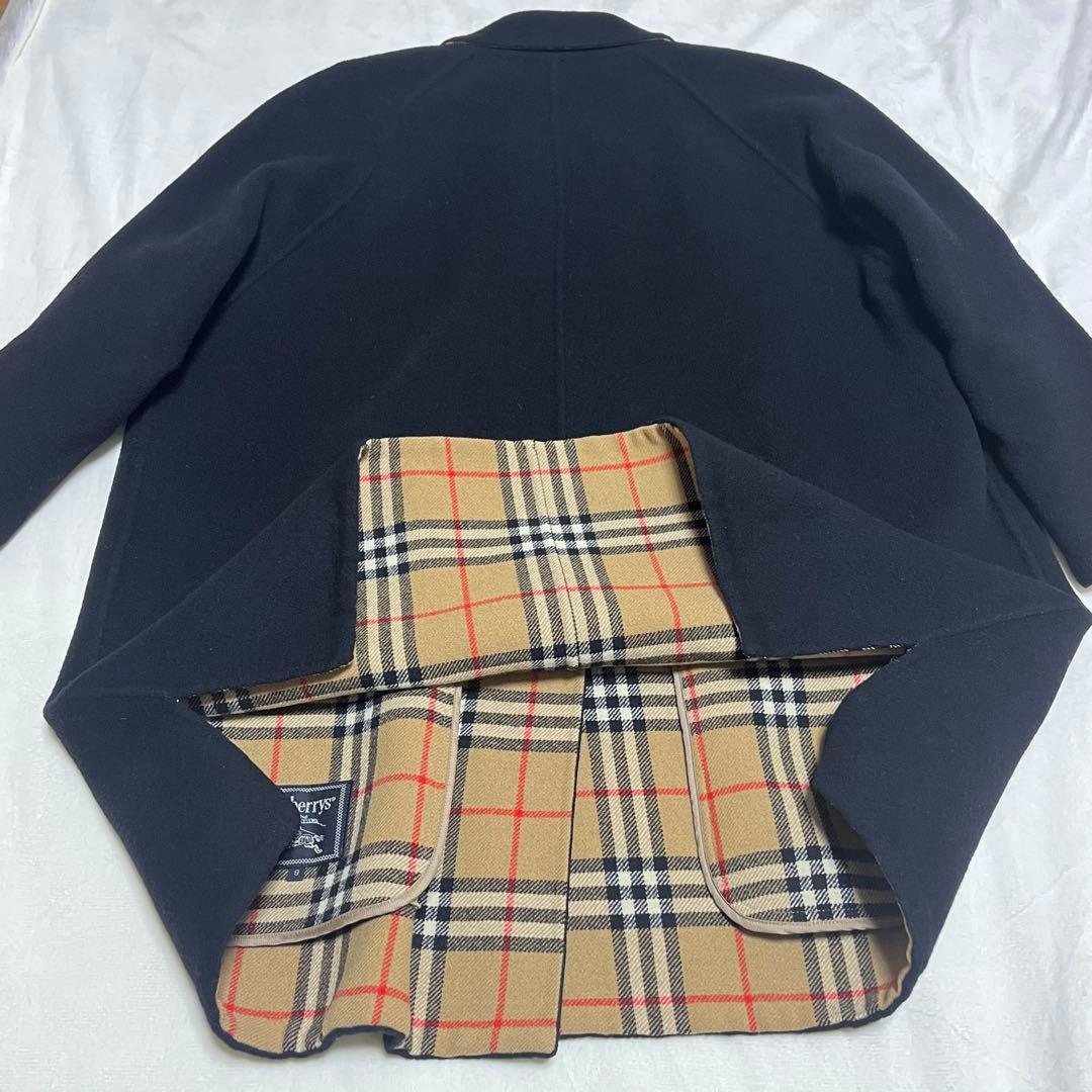 希少✨ バーバリーズ リバーコート カシミヤ混 ノバチェック 9 金ボタン 黒