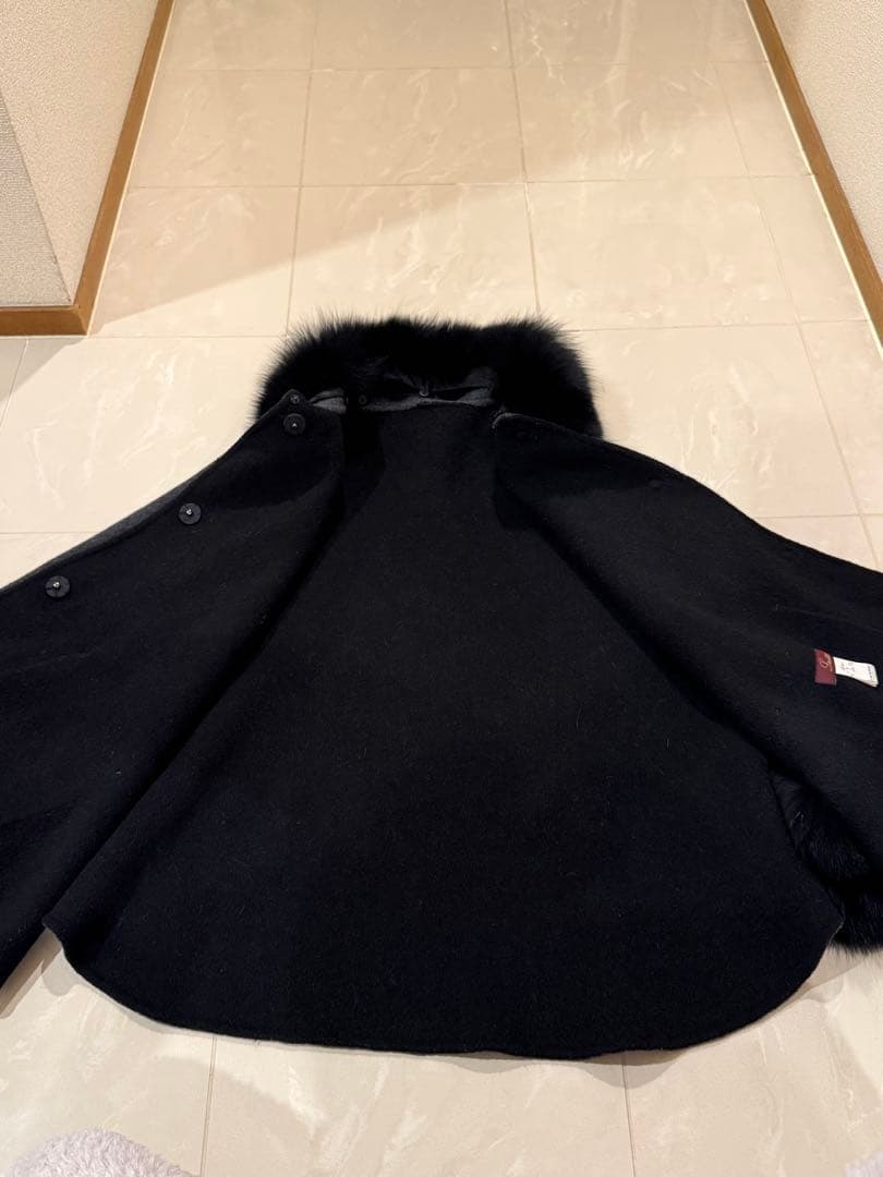 ファーウールカシミヤポンチョ　ウールポンチョコート