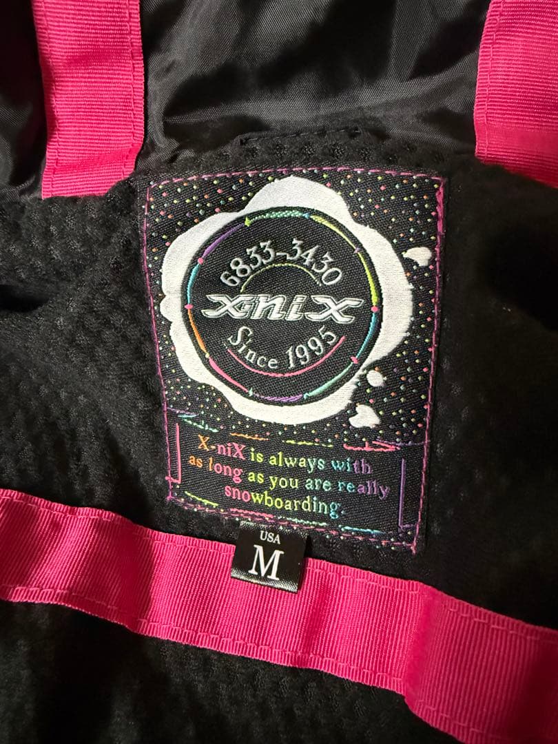 【美品】X-NIX セットアップ　スノボーウェア L/（USM）ピンク　チェック