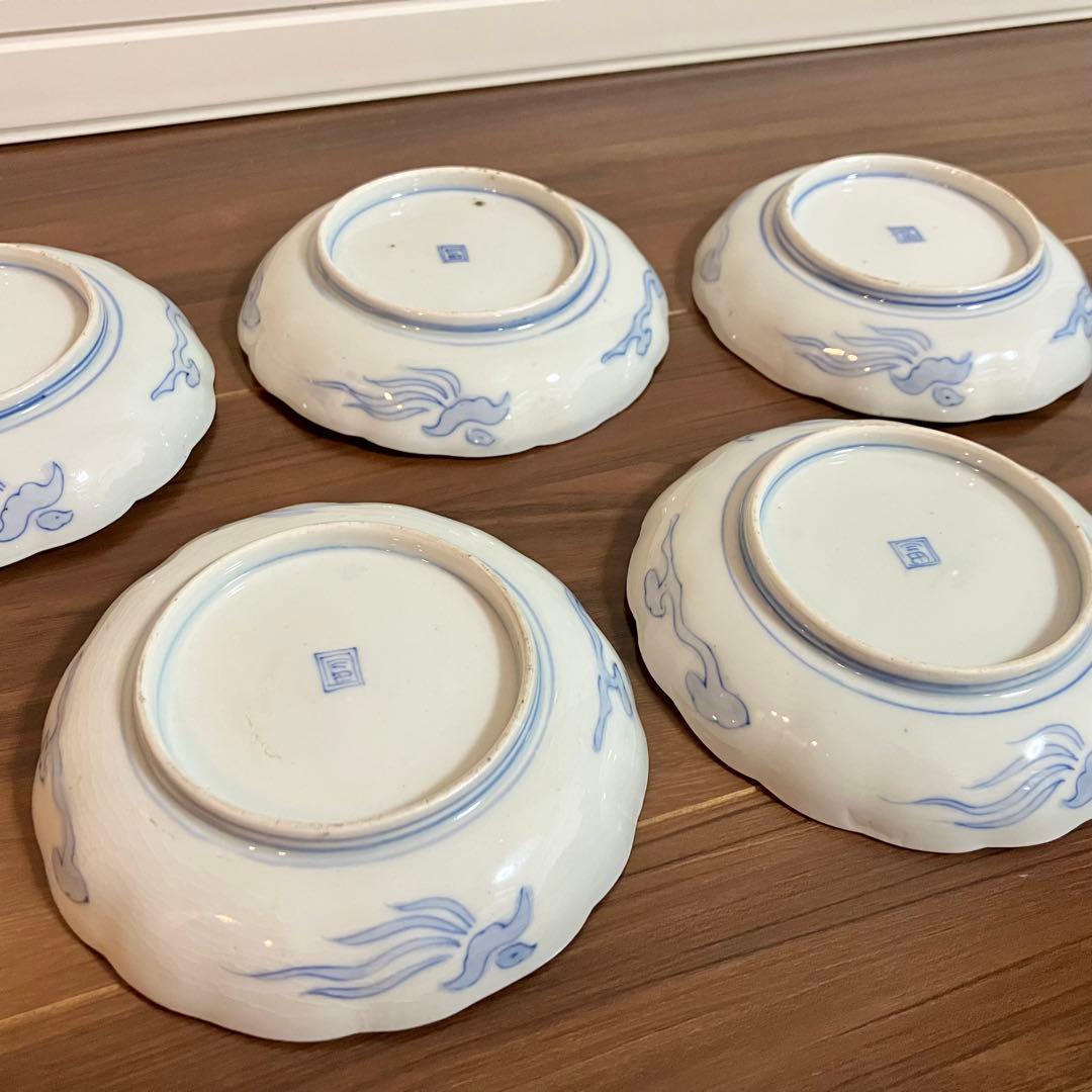 古伊万里　小皿　五客セット　色絵　赤