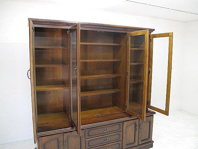 美品 カリモク 「コロニアル」 大型ブックシェルフ　W180ｃｍ　　本棚/書棚