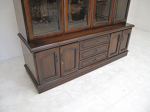 美品 カリモク 「コロニアル」 大型ブックシェルフ　W180ｃｍ　　本棚/書棚