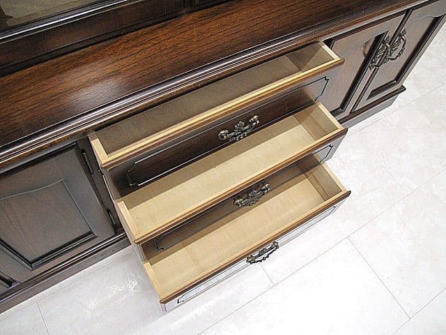 美品 カリモク 「コロニアル」 大型ブックシェルフ　W180ｃｍ　　本棚/書棚