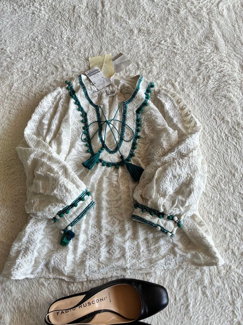 IENA新品インポート極上刺繍ブラウス 定価6.4万 タッセルエンブロイダリー