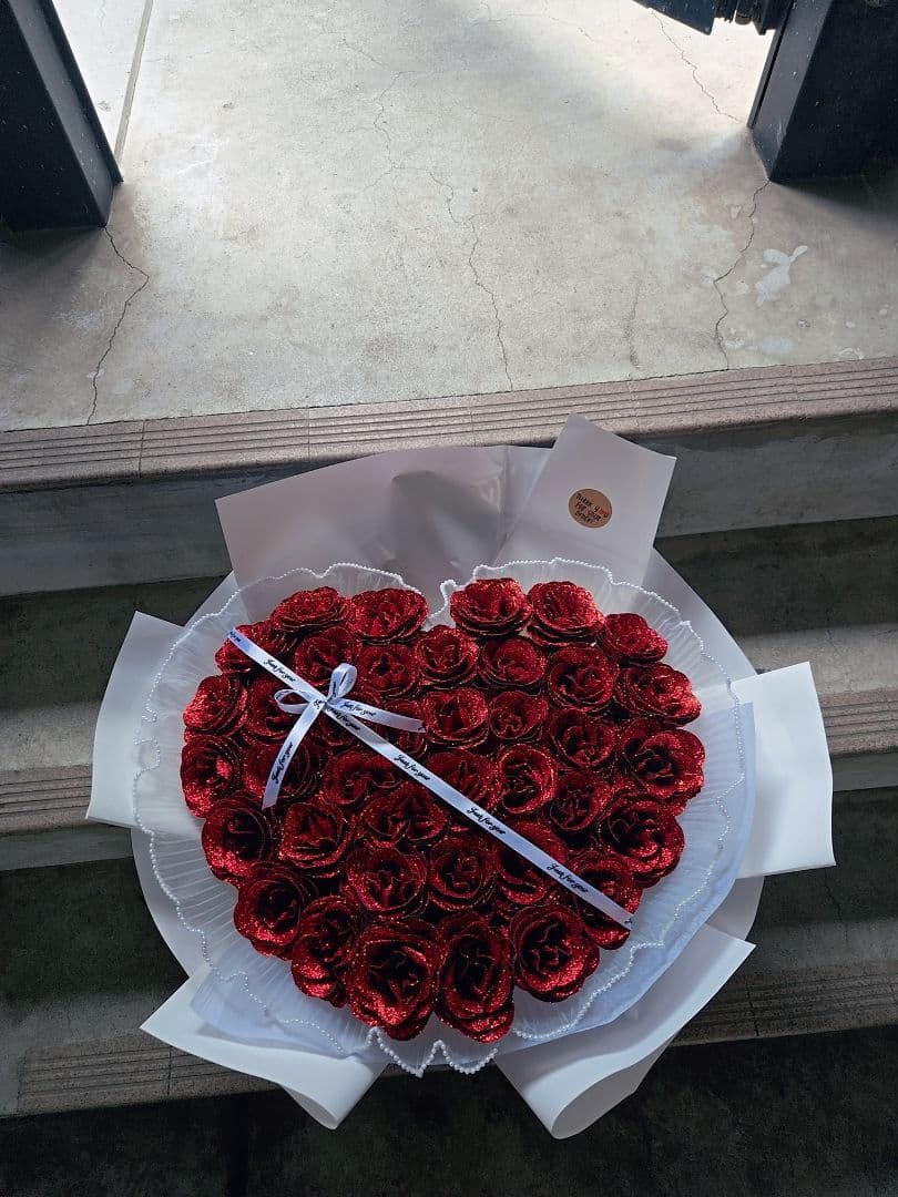 ハート型赤い花束ソープフラワー花束誕生日プレゼント卒業式お祝い母の日プロポーズ
