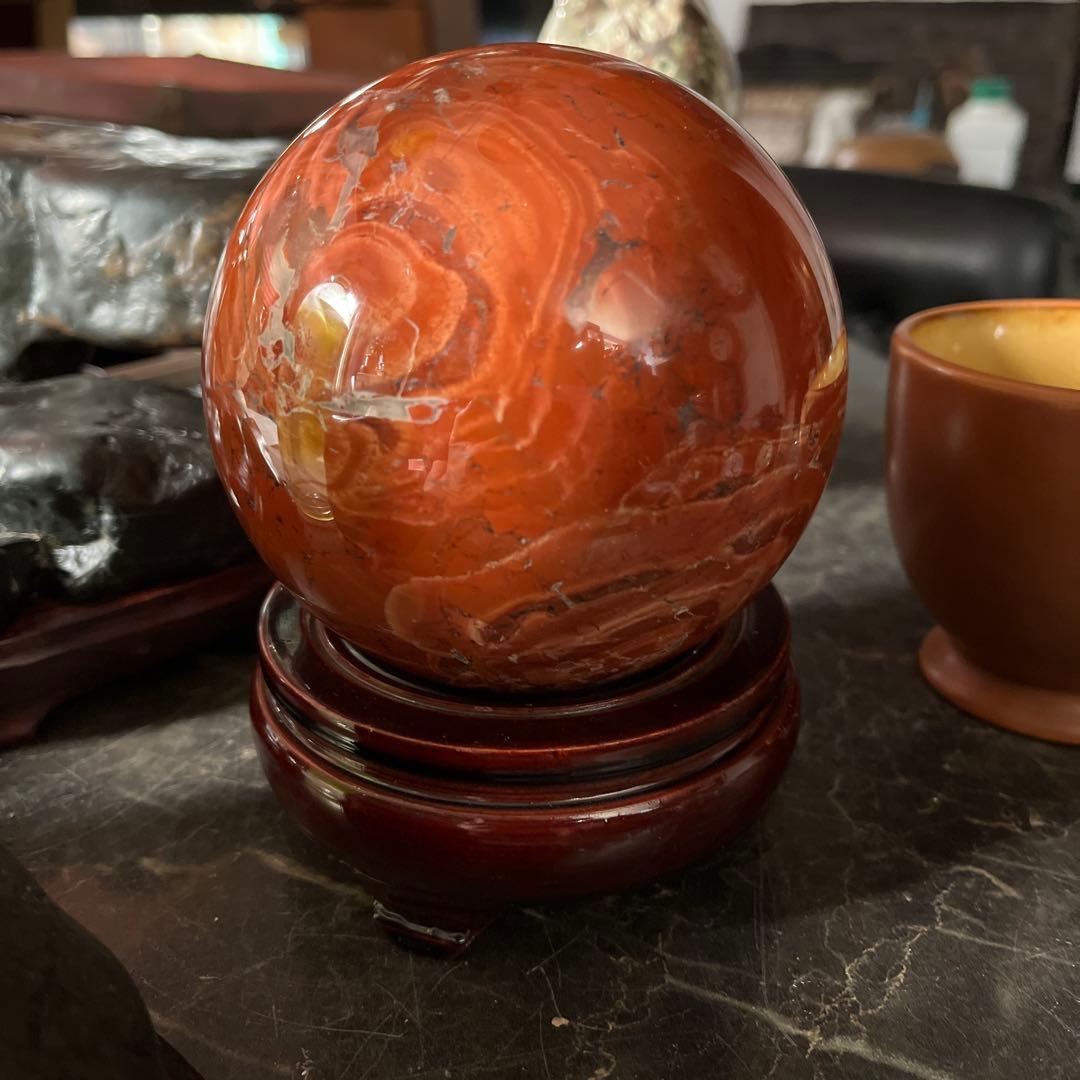 佐渡赤玉石、11センチ赤玉石球体、鑑賞石 パワーストーン、水石、日本三大銘石