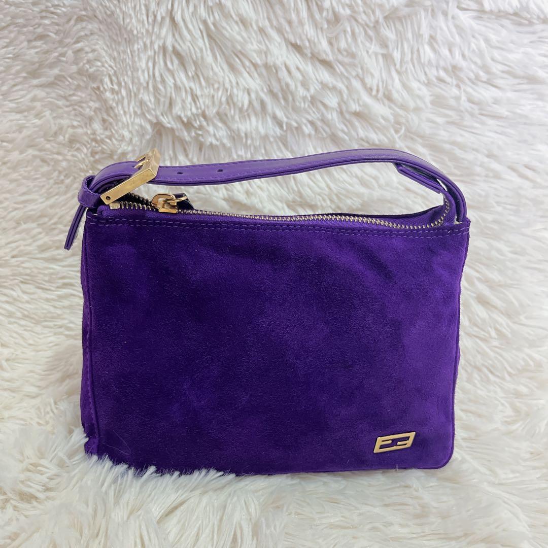 【外部美品】FENDI フェンディ 金具 ワンショルダー スウェード バッグ