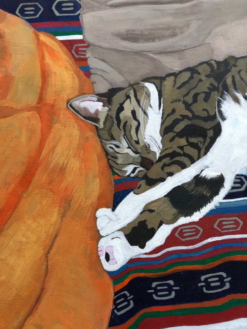 「寝っころがる猫」額縁入り（原画）