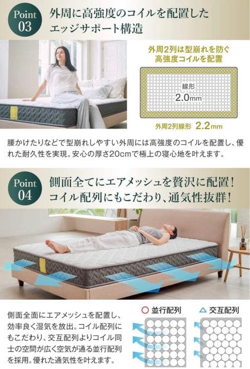 【大特価‼️】 マットレス ポケットコイル 横幅80ｃｍのセミシングル 極厚20