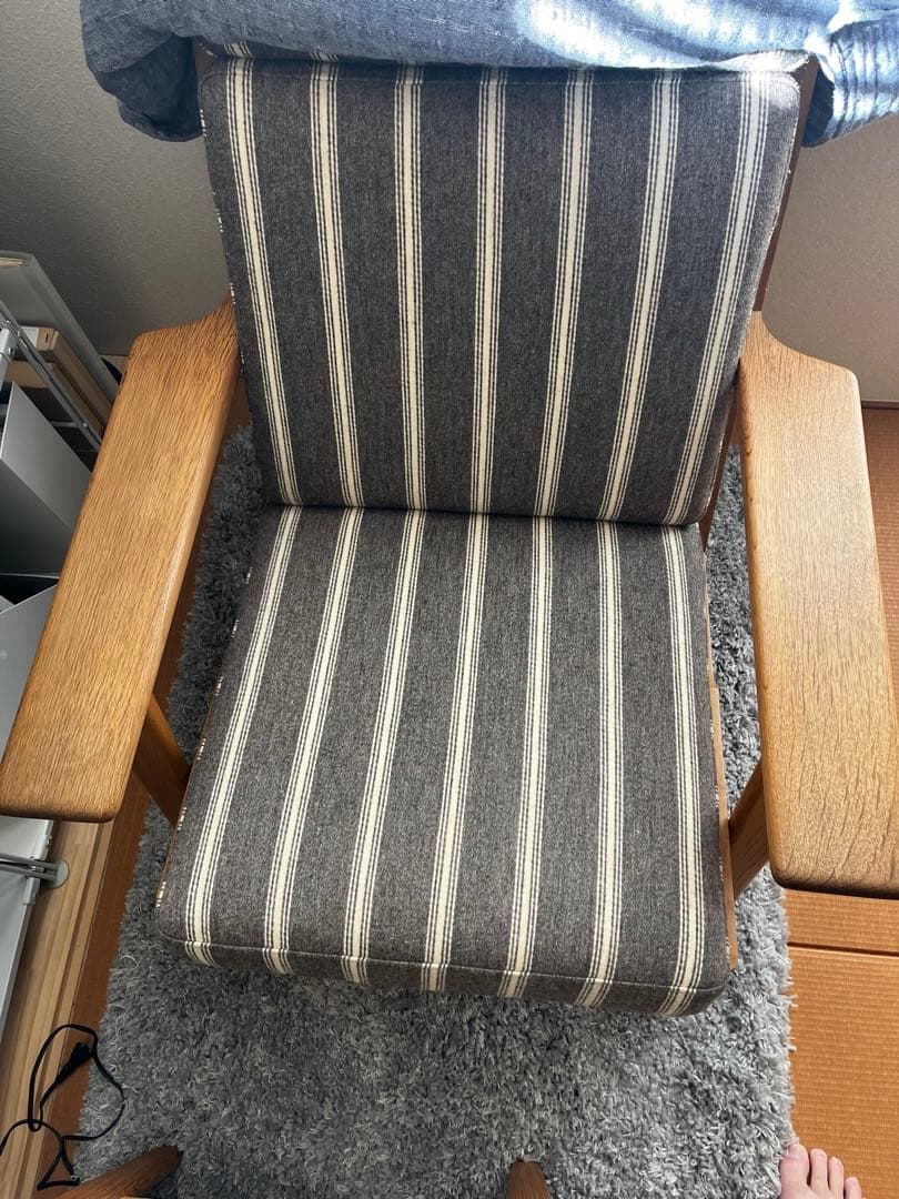 GETAMA社 GE290 ハイバック オットマン付き オーク材