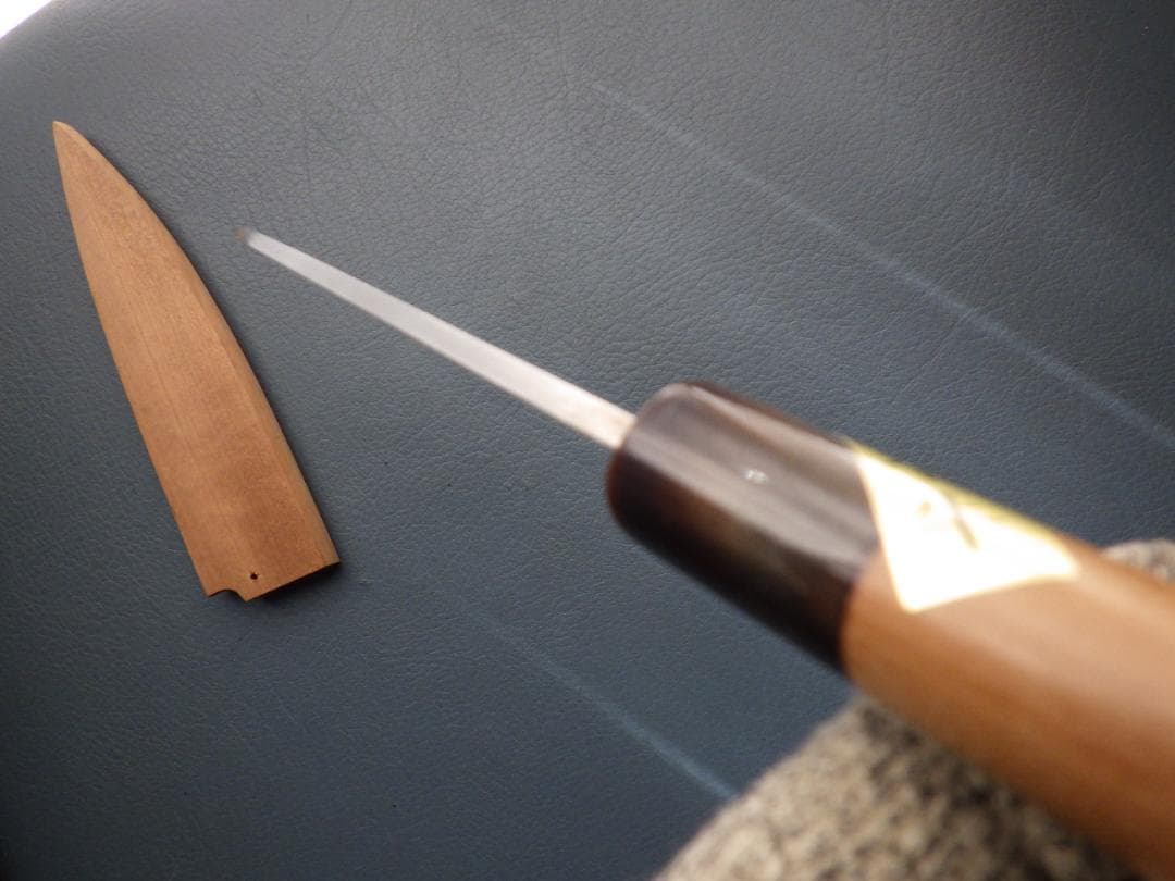 西*斗様 本水牛柄/別誂和包丁・鞘付属★和ペティナイフ★裏押し有り★188