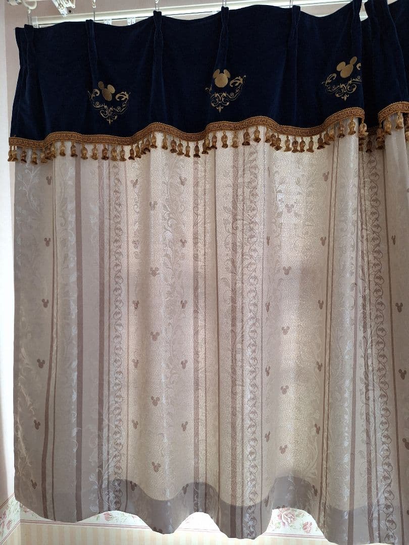 ディズニー ミッキージャカード 遮光カーテン 約100×120 2枚セット