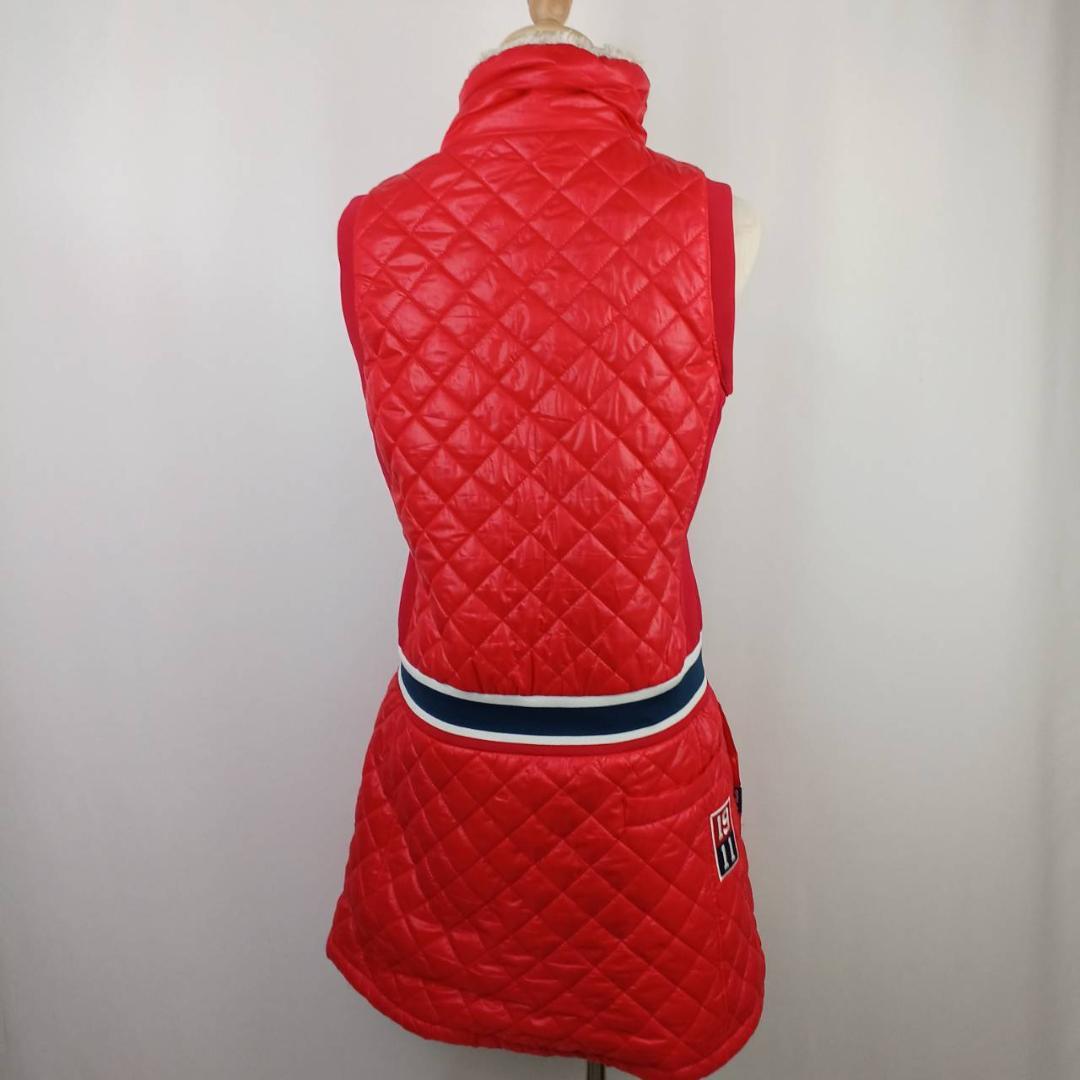 FILA GOLF　キルティングワンピース　M　レッド中綿　ロゴワッペン