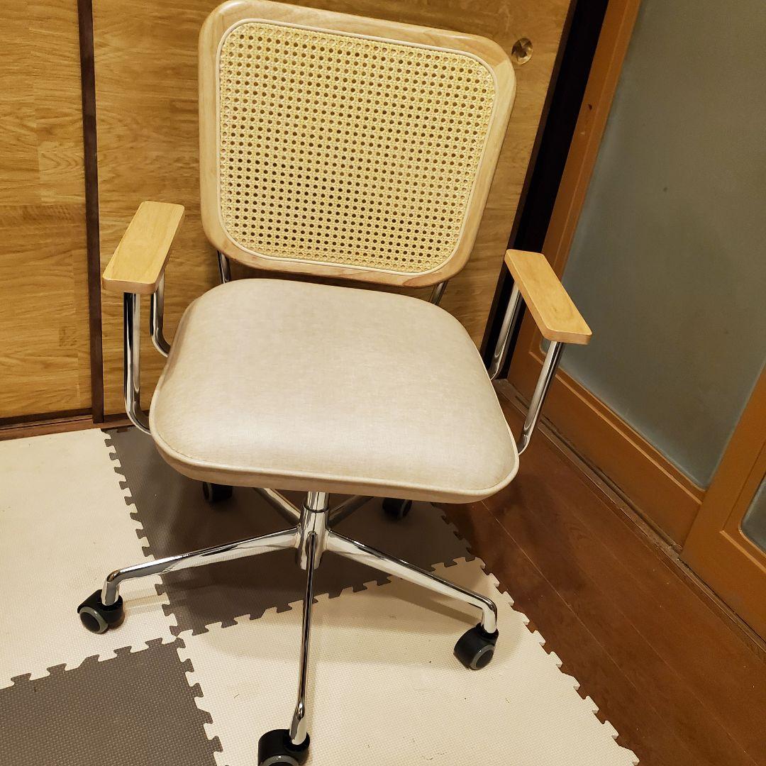 【美品】LOWYA ラタン調デスクチェア キャスター代替品