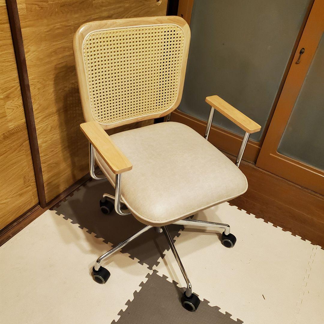 【美品】LOWYA ラタン調デスクチェア キャスター代替品