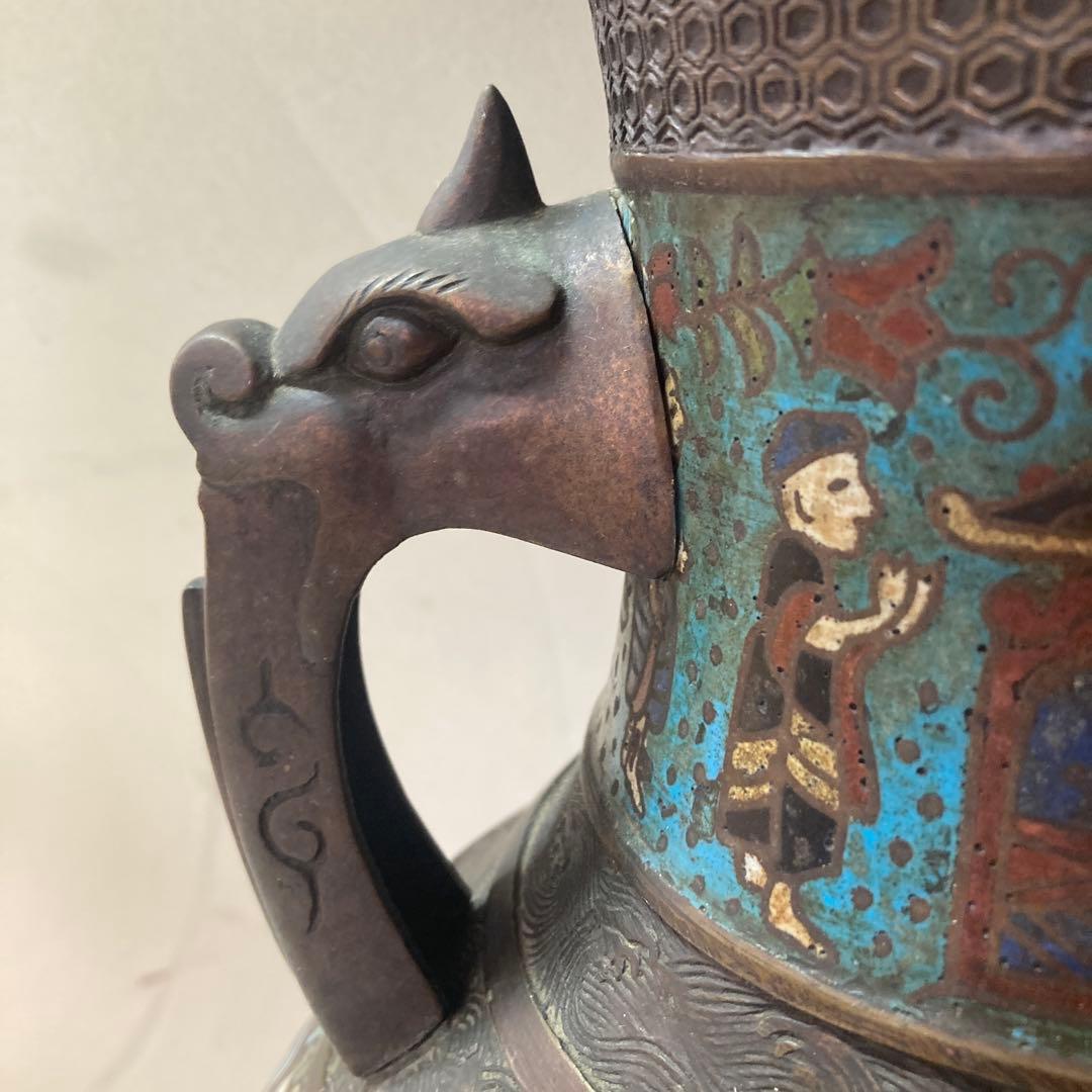 は*ま様 中国　銅　七宝焼　花瓶　アンティーク