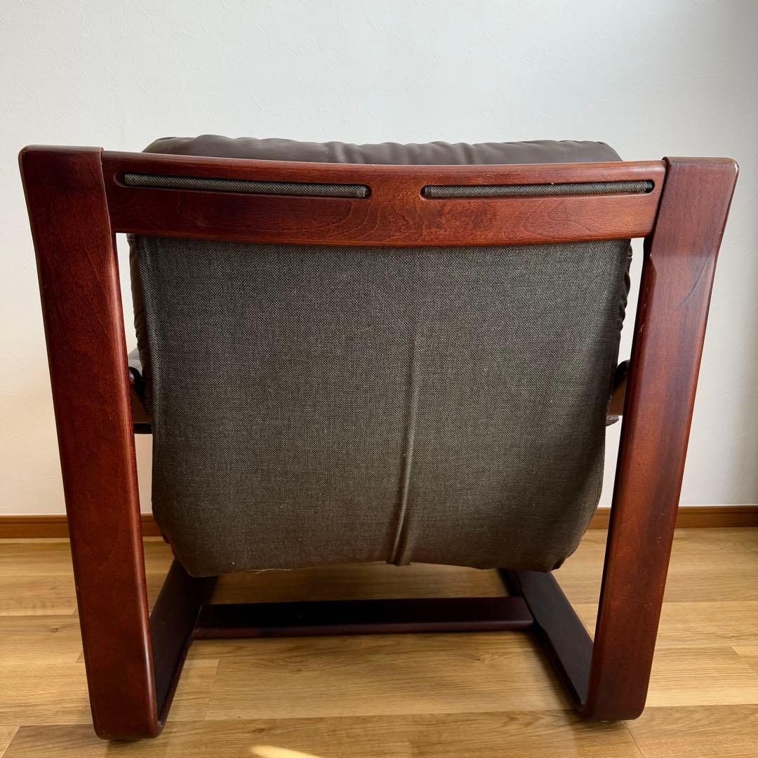 1人掛けソファ 1970s MID CENTURY LEATHER WOOD ARM CHAIR