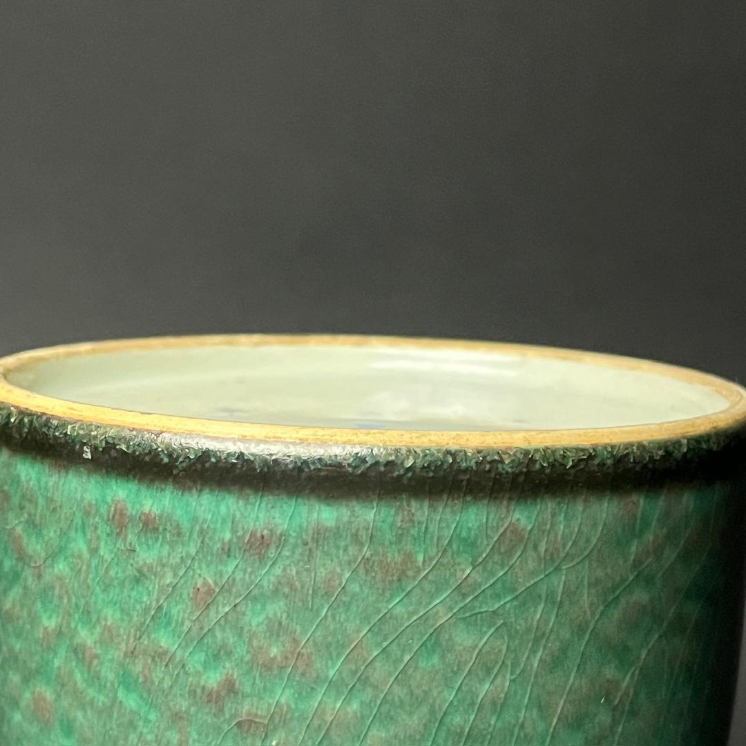 唐物 辰砂 豆紅揺鈴尊 大清康煕年製 款 中国美術古玩 コレクター蒐集 SN72