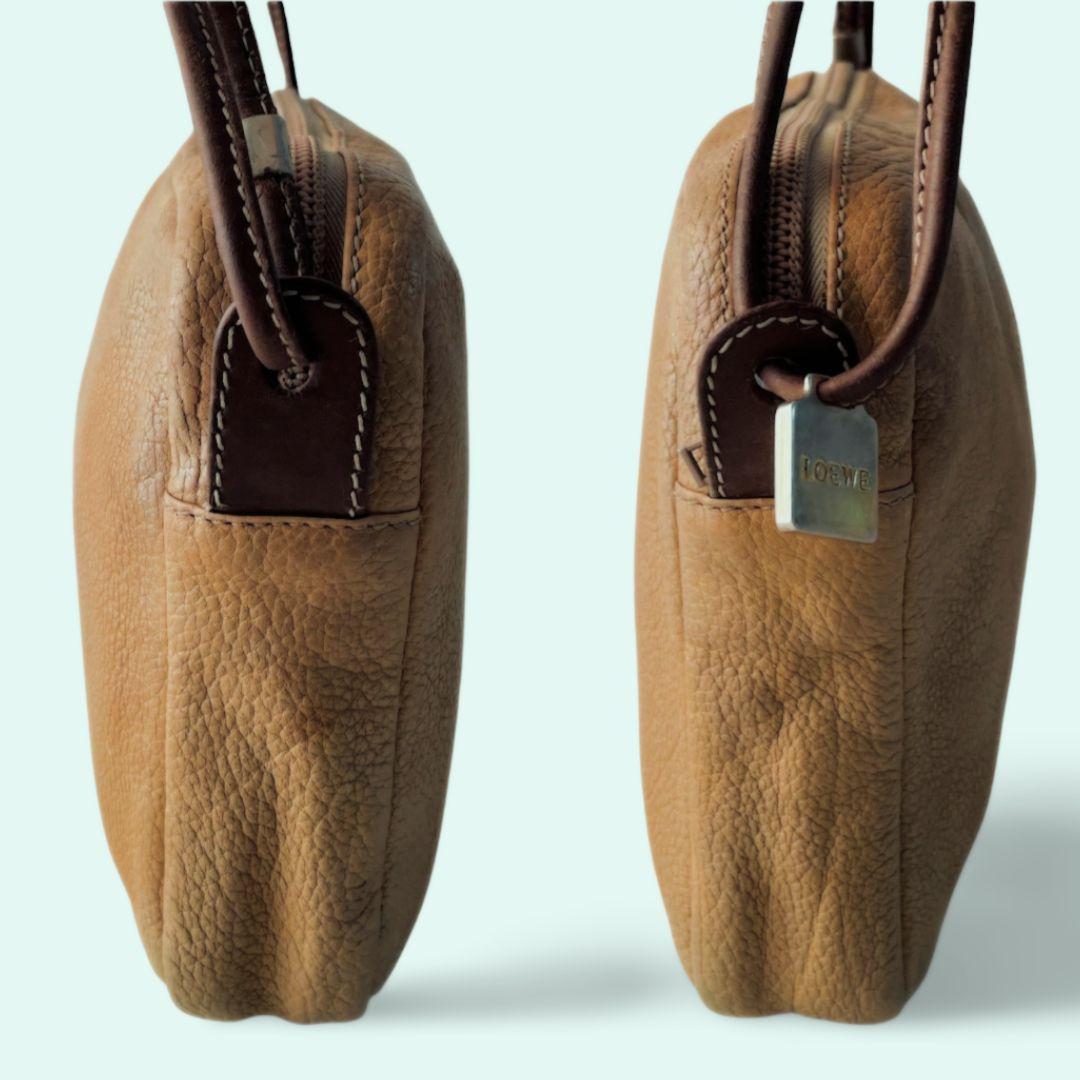 LOEWE ロエベ ミニ ショルダ―バッグ レザー アナグラム ブラウン 茶