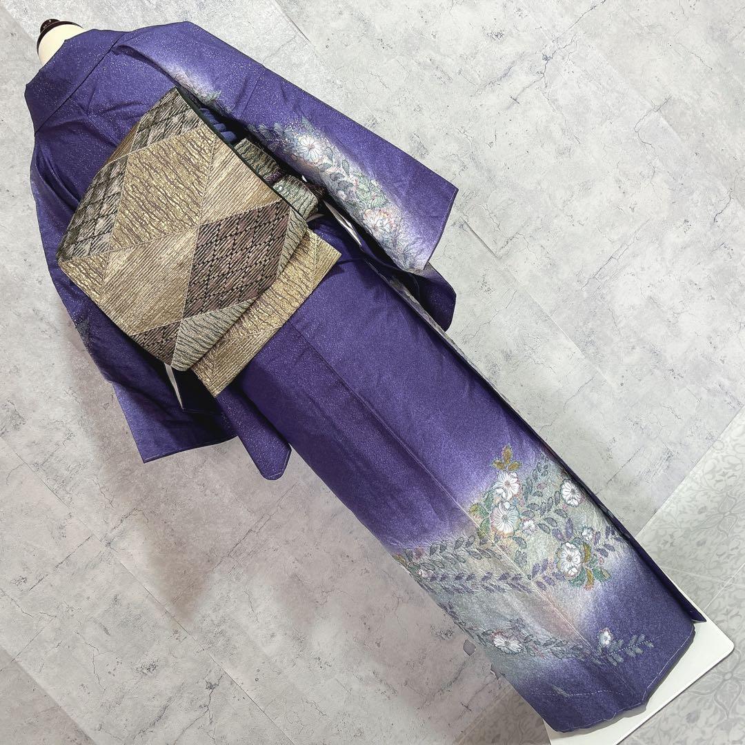 訪問着フルセット　大島紬　着物　正絹　究極のシャレ着　銀通し　辻ヶ花　未使用