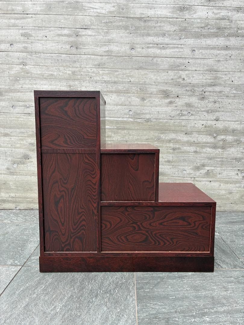 階段箪笥 昭和レトロ 左下り 飾り棚 収納棚 アンティーク家具 小物収納