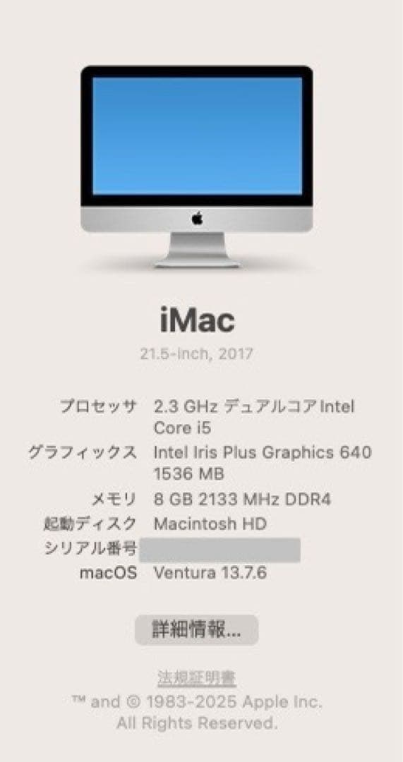 美品Apple iMac 2017モデル 21.5インチ キーボード・マウス付き