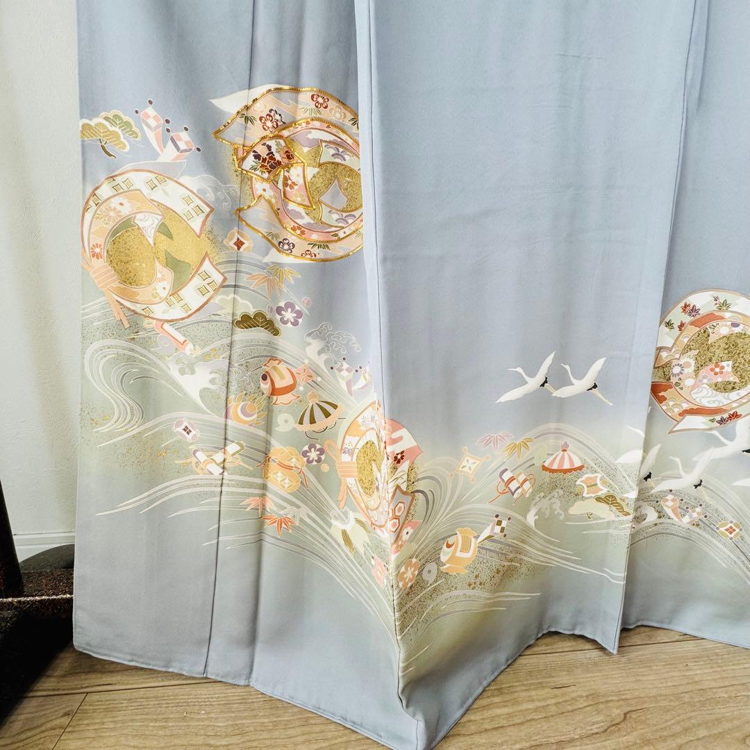 超美品　色留袖　着物　168裄68　帯揚　帯締　袋帯　フルセット　トール　水色