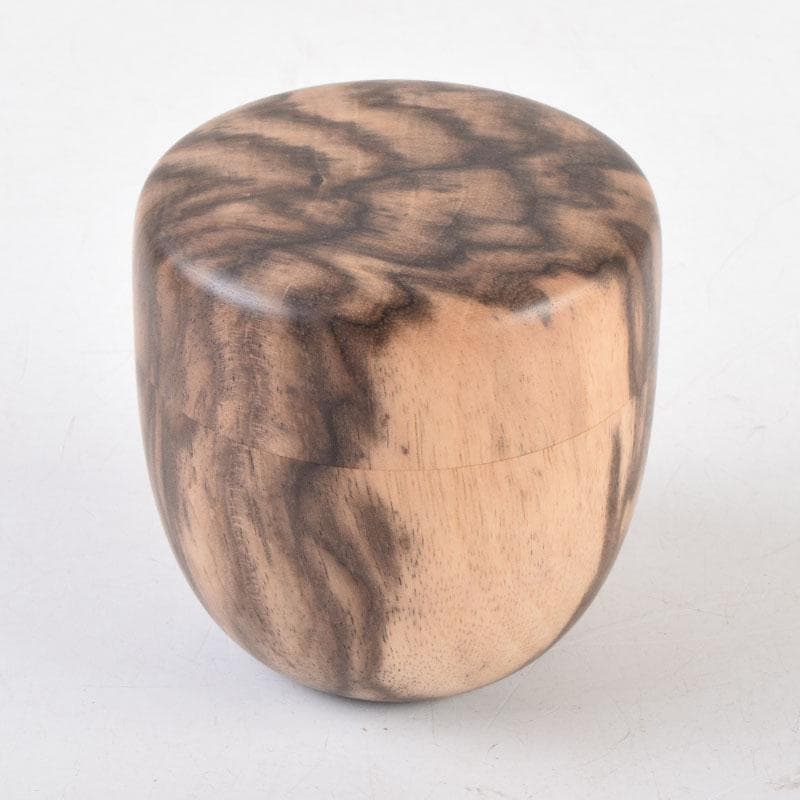 茶道具　天然木　黒柿製　無垢彫　綺麗な木目の棗　時代箱　V　8794