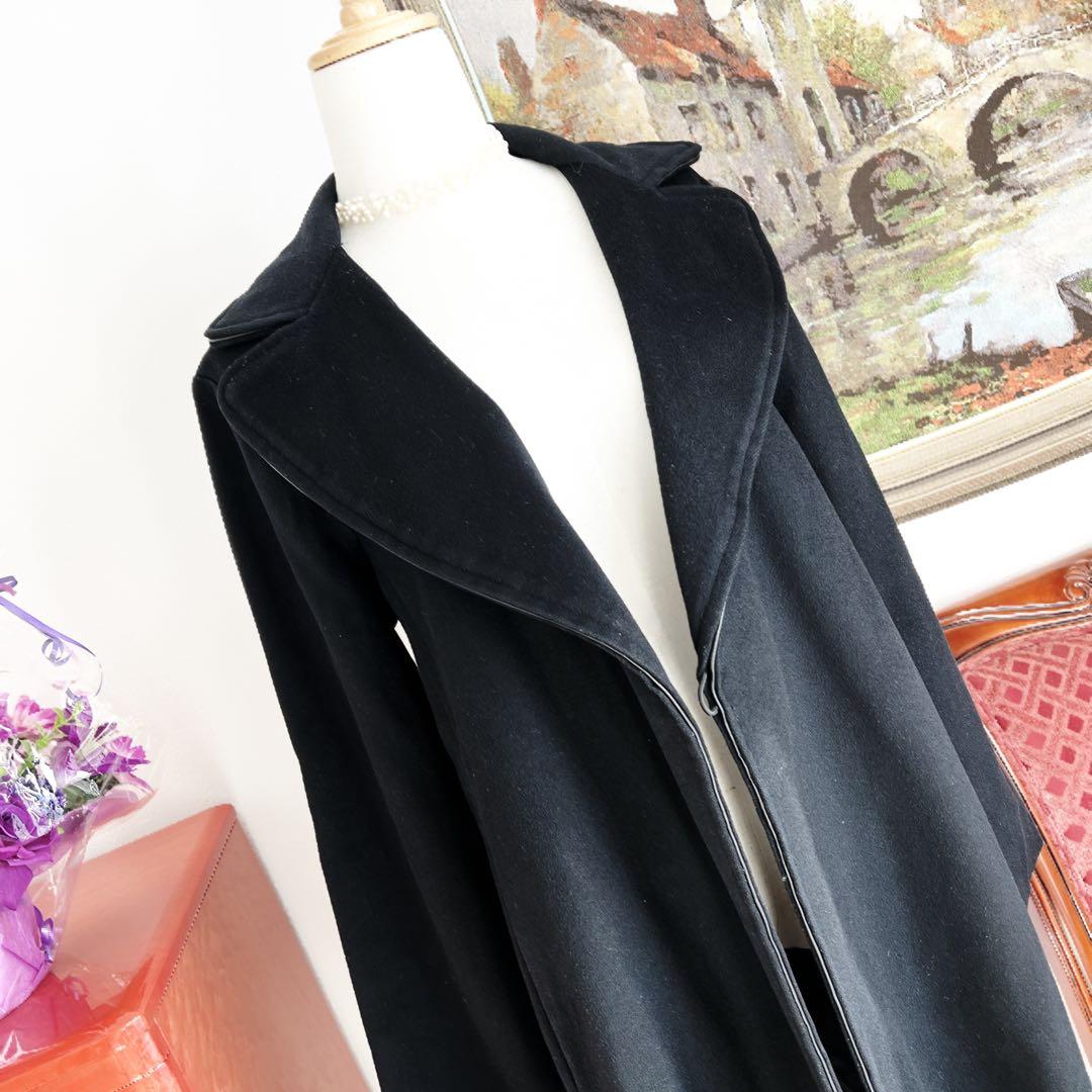 良品　GUCCI グッチ　女優襟　ラップ　コート レザートリミング ベルト付