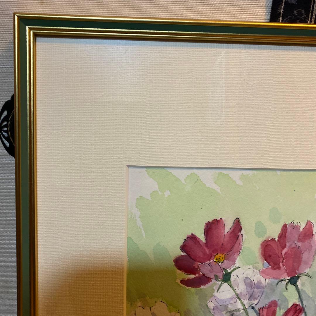 佐藤正弥作品　コスモスの花　額付き