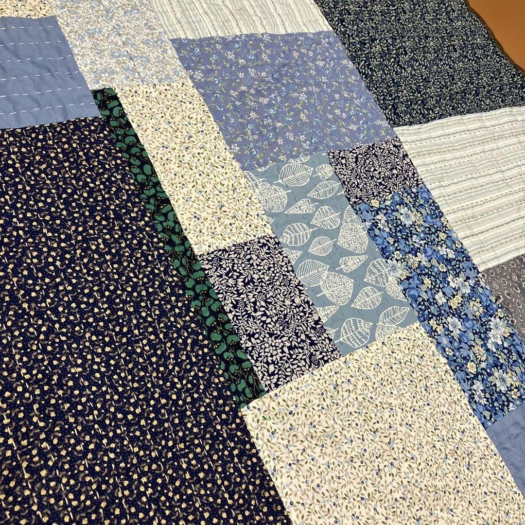 カンタキルト　刺子　ラリーキルト　約90d×100cmハンドメイド　パッチワーク