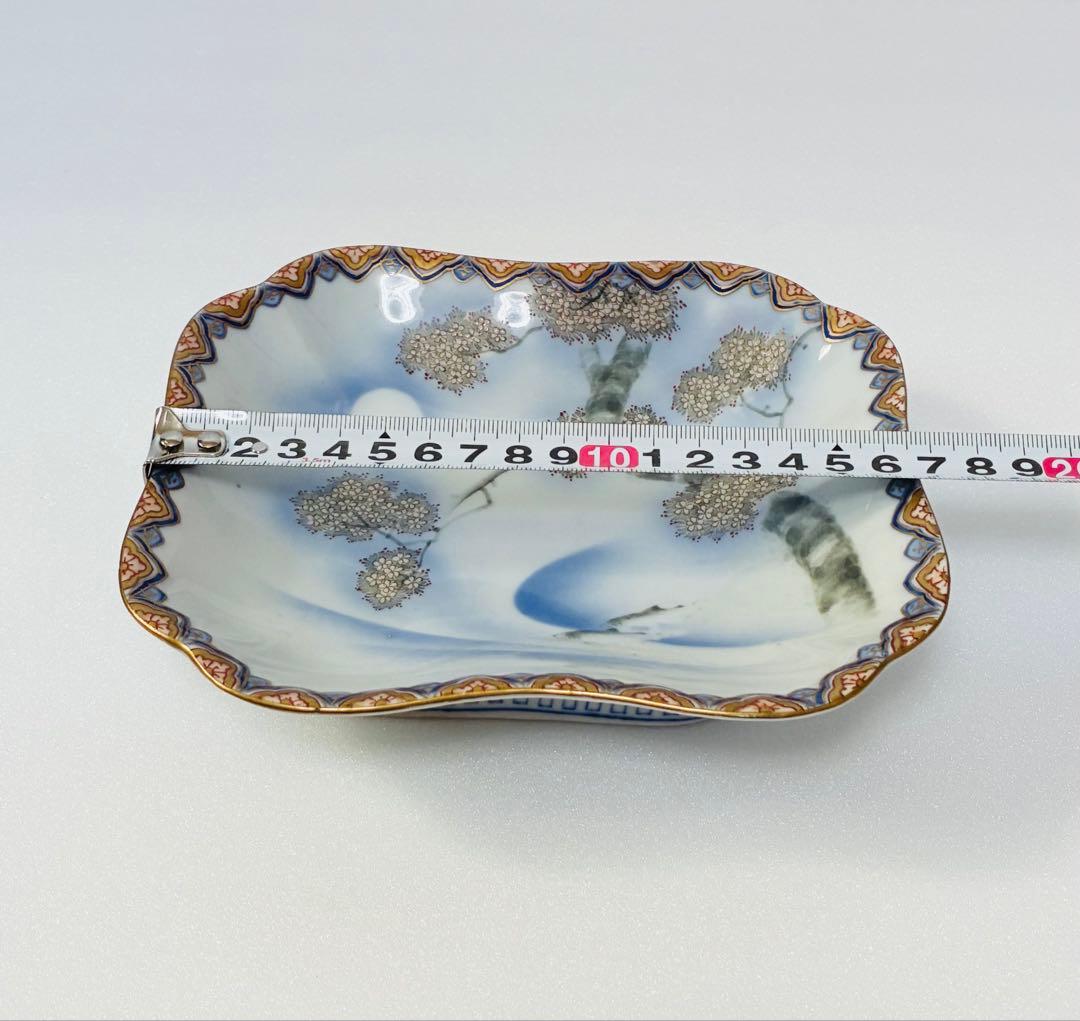 専用 明治末 大正 香蘭社 高級食器 色絵金彩桜樹鮎文 高台皿