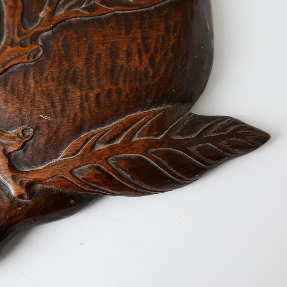 ★ CHI ★ 煎茶盆 時代唐物 木彫 葉盆 桃型葉盆 蝙蝠 煎茶道具