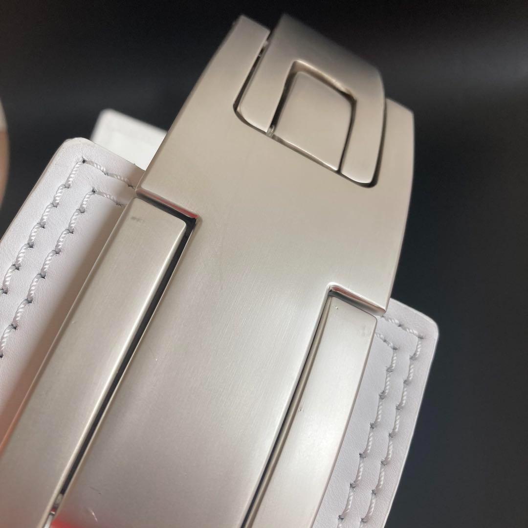 B級品 パワーベルト レバーアクション 本革13ミリ 可変式 ホワイト×マット銀
