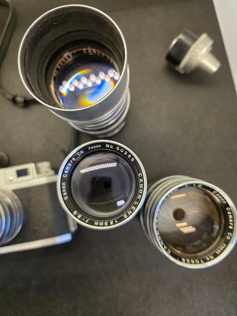 希少アンティークCanon カメラ レンズ4本　ファインダー2個付き