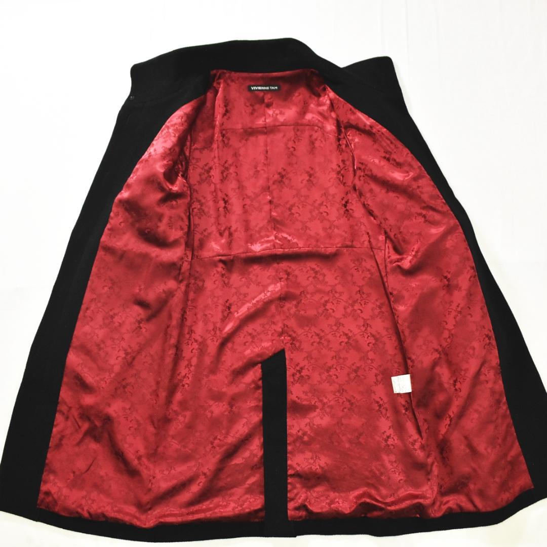 【上質】ビビアンタム アンゴラ混ウールロングコート 2 ブラック（裏地レッド）♪