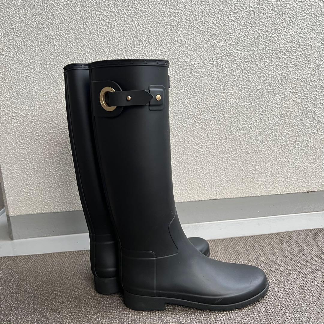 HUNTER リファインドアイレットバック ブラック長靴