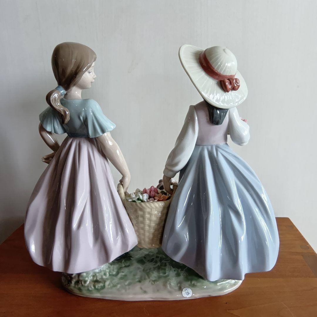 LLADRO　リヤドロ　フィギュリン　大型　女性　犬　花籠　美品