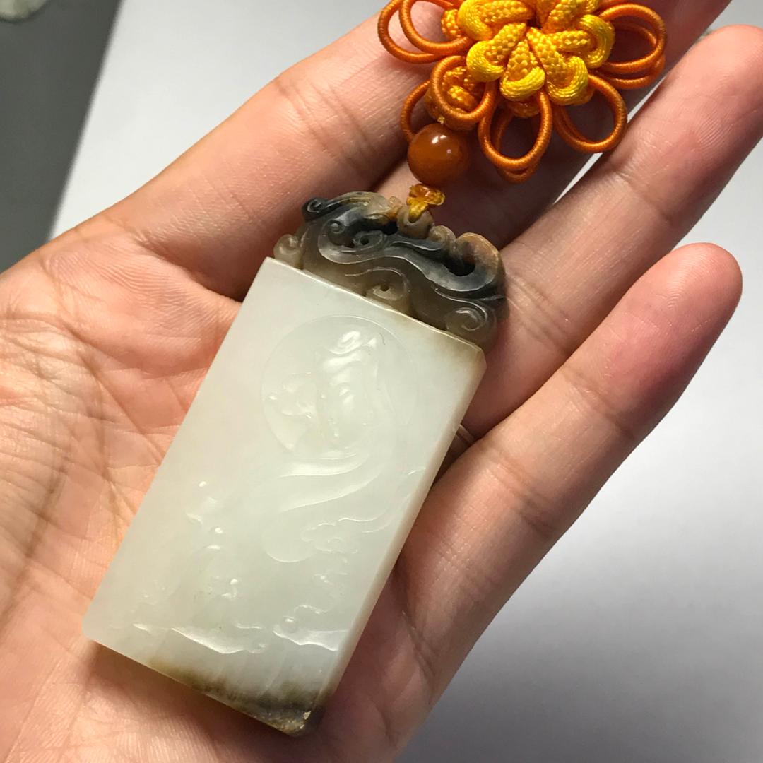 和田白玉(ホータンはくぎょく) 観音牌子