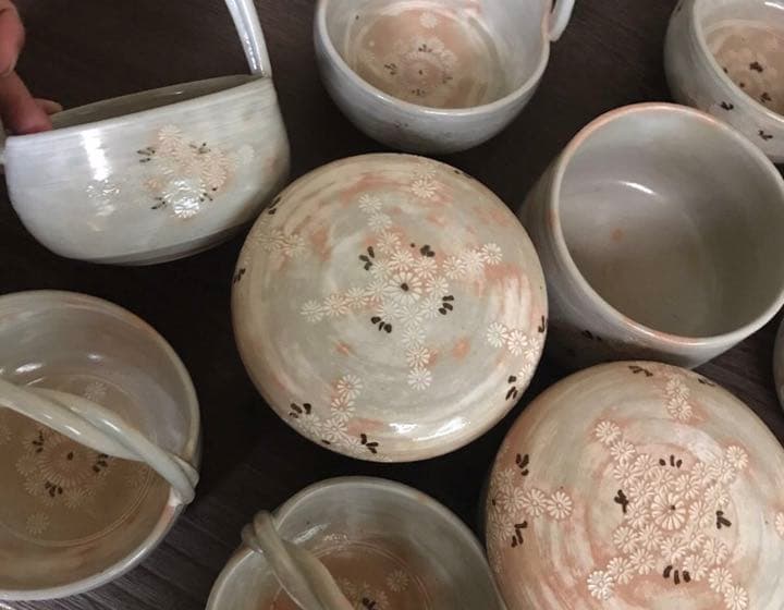 茶器 懐石 三島焼き 陶楽 二種五つセット 美品