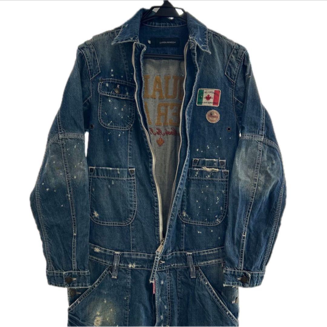 DSQUARED２　オーバーオール　サイズ44　デニム　ダメージ加工　長袖