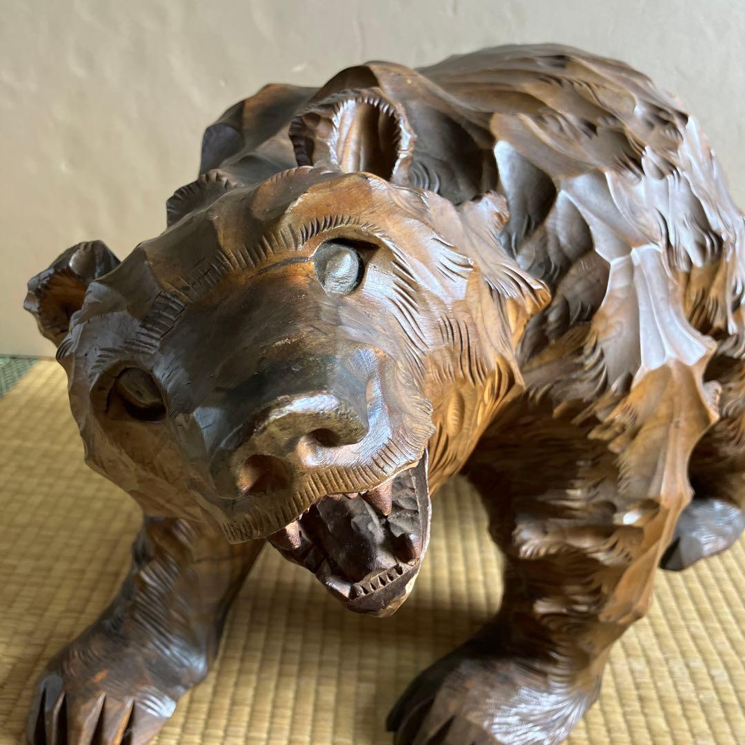 木彫り　熊　置物　特大　民芸品　インテリア　北海道刻印