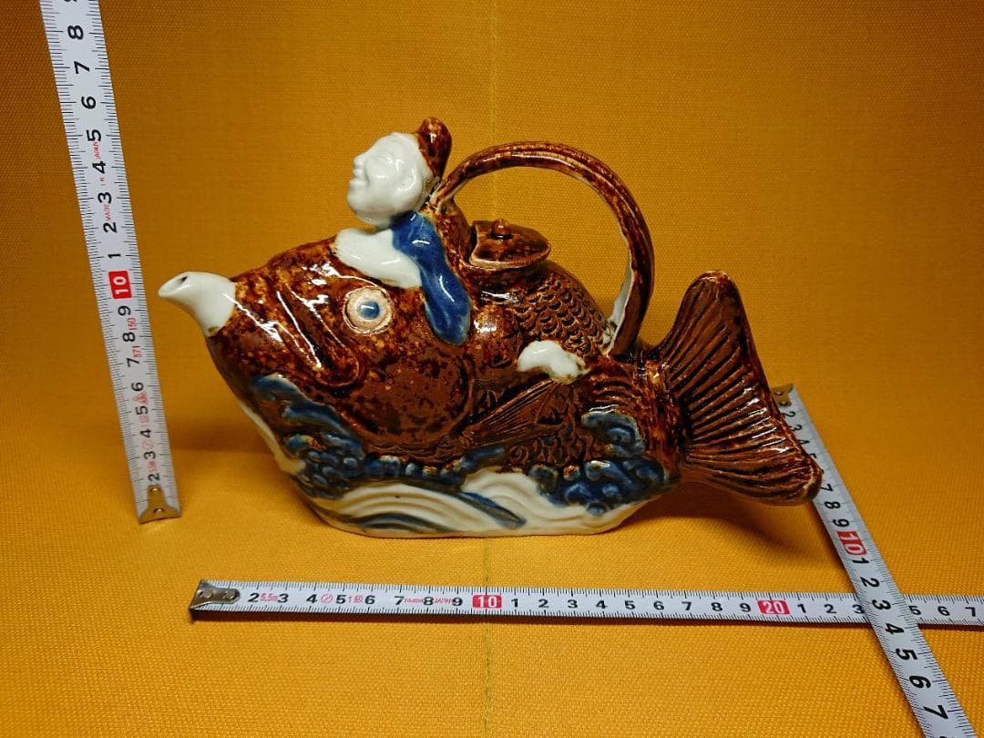 董古　恵比寿　鯛乗り　酒器　急須　置物　インテリア　工芸品　美術品　A2665