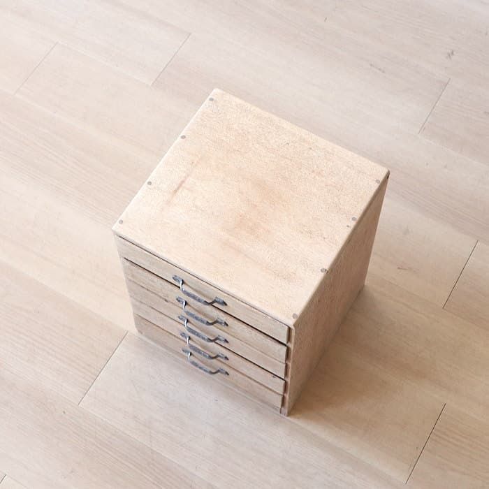 アンティーク ラワン材 整理箱 タンス 古家具 引き出し5杯 無塗装